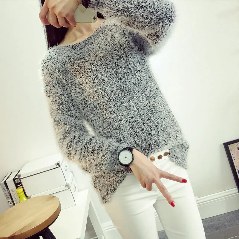 

2021 new Korean women's sweater loose round neck pullover bottoming sweater Korean sweater women
