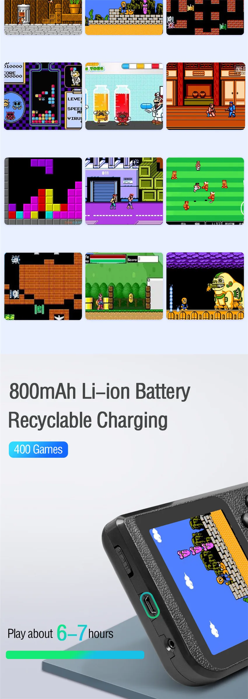 Игровой плеер встроенный 400 игр коробка чехол для телефона в виде ретро-игровой консоли на ТВ мини портативные игровые 8 бит классический геймпад подарок