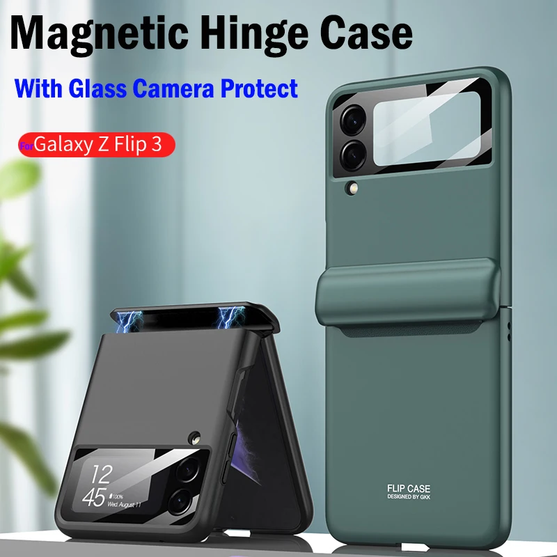 

Funda for Samsung Galaxy Z Flip 3 5G Case Magnetic Hinge Full Protection Cover for Galaxy Z Flip 3 Glass Camera Protective Case