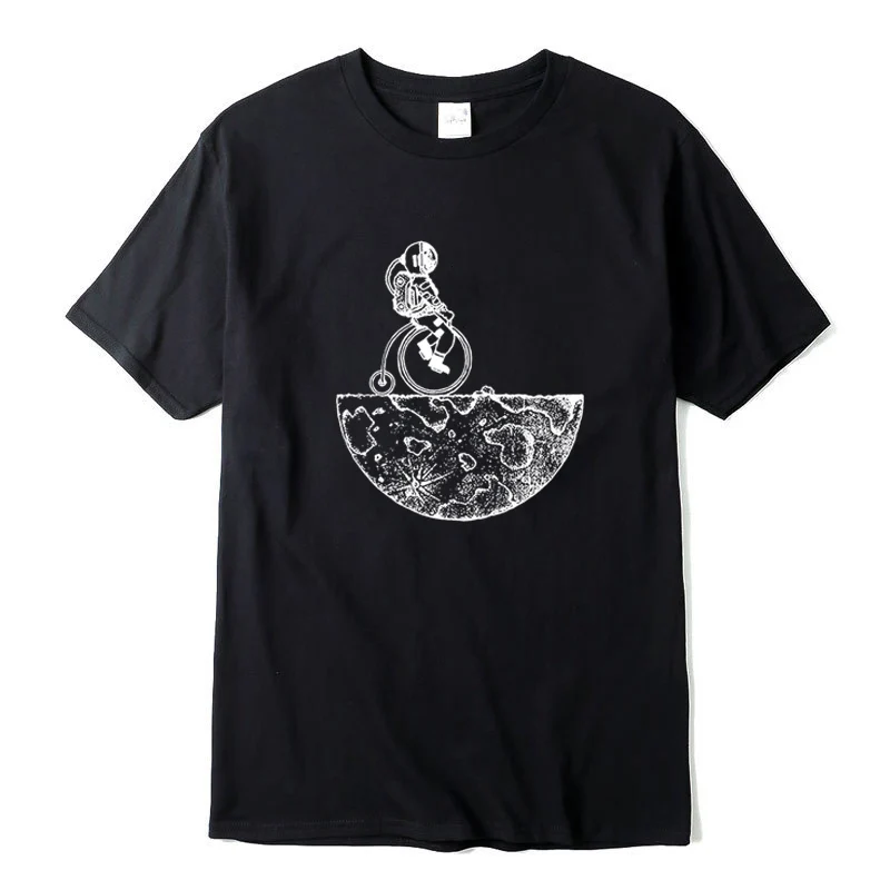 

XIN YI Men's T-shirt 100% cotton casual short sleeve Funny astronaut print o-neck knitted comfortable fabric street men T-shirt