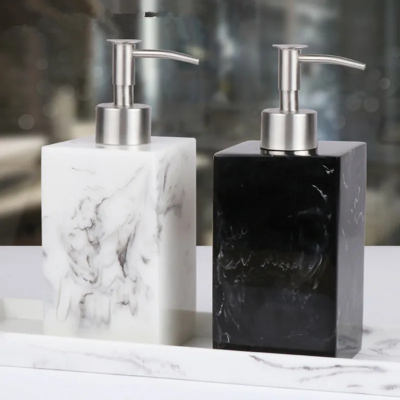 Lotion Bottle 500 ML Resin Soap Bottle Creative Hotel Marble Shampoo Dispenser  Press Hand Sanitizer Bottle Soap Dispenser Set