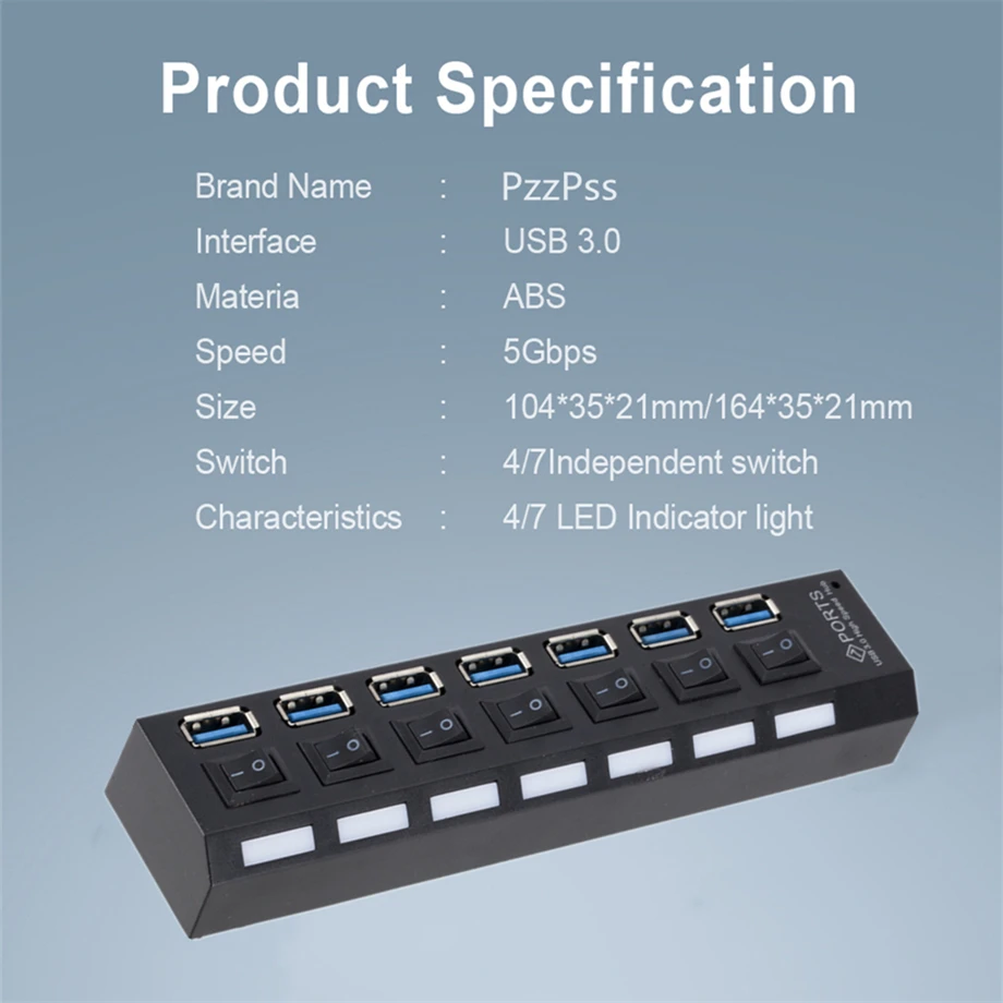 USB-разветвитель PzzPss USB 3 0 4/7 портов