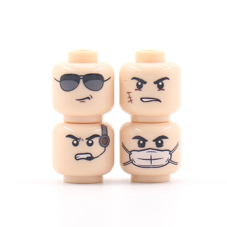 Блокирующие лицо головы поврежденные эмоциональные Военные солдаты фигурки