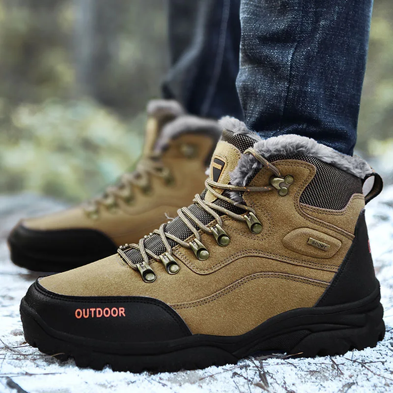 2020 новые зимние теплые мужские ботинки с высоким берцем на меху модные бархатные