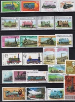 50pcslot old stream train stamp topic all different from many countries no repeat postage stamps with post mark for collecting