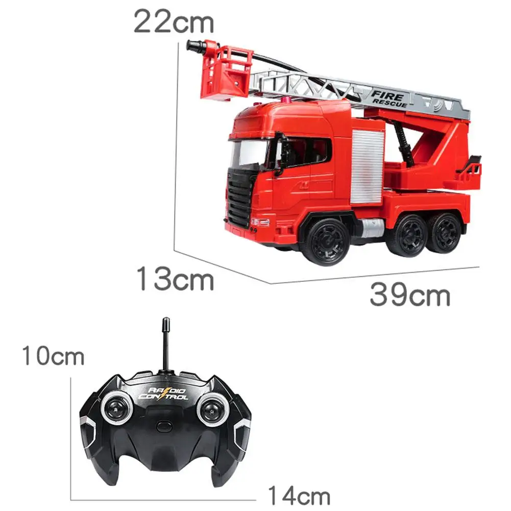 Remote Control Fire Rescue Truck Electric Engine with Ladders Rechargeable One-button Water Spray RC Car Toy for Kids | Игрушки и хобби