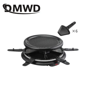 DMWD бытовой электрический гриль для Raclette, Бездымная гриль, антипригарная сковорода для барбекю, жаростойкая посуда, сковорода, уличная машина для барбекю, европейская вилка