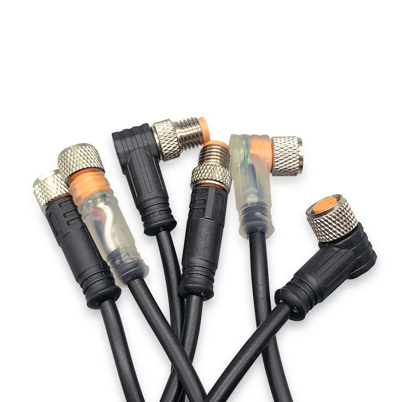 M8 3 4 Пина ПВХ светодиодный датчик Кабельный разъем Тип 2 м винт подключения