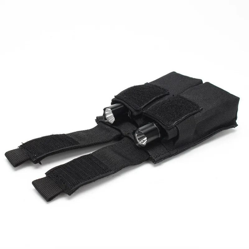

9mm Tactical Double Molle Pistol Magazine Pouch Flashlight Holder Airsoft Gun Accessories Hunting Waist Belt Mag Holster Bag