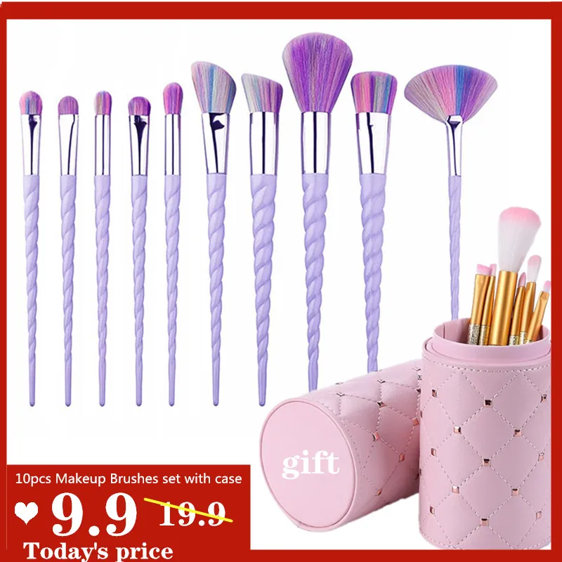 Алмазные кисти для макияжа с единорогом чехол искусственная кожа дорожная