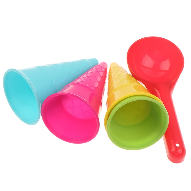5 Pcs/lot Cute Ice Cream Cone Scoop Sets Beach Toys Sand Toy For Kids Children Educational Montessori Summer Play Set Game Gift