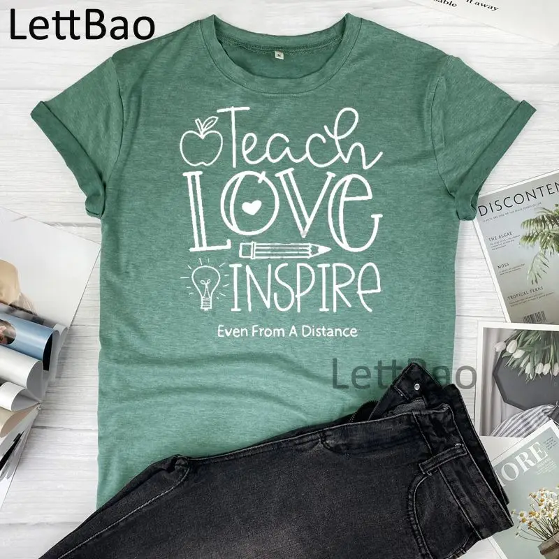 

Teach Love Inspire Hipster Print T-Shirt Women Harajuku Ulzzang Casual Tops Kawaii Vintage New Design Short Sleeve T Shirts
