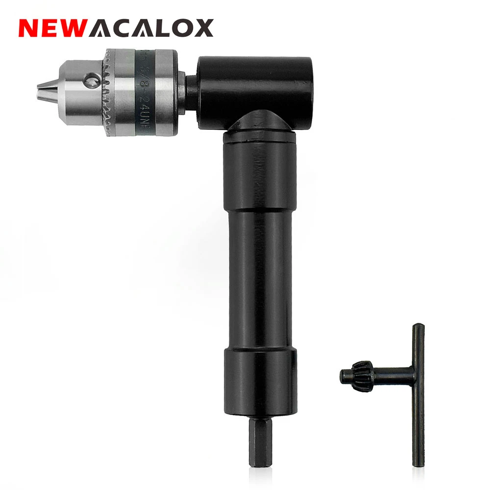NEWACALOX 90 градусов правый угол электрическая дрель угловой 8 мм шестигранный хвостовик поворотное устройство изгиб расширение трехкулачковый Патрон Диапазон 1-10 мм