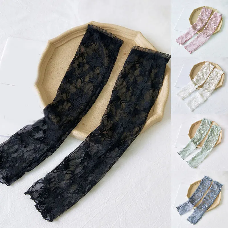 Летние велосипедные перчатки с длинными рукавами кружевные для защиты от солнца