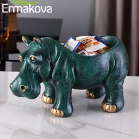 ermakova resin hippo statue home accessories living room creative animal figurines porch key storage box decoration crafts