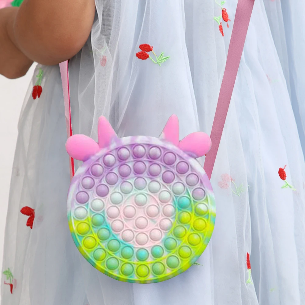 

Женская сумка, круглая сумка через плечо с пузырьками и краской, маленькая силиконовая сумочка-кошелек, сумочки с головоломкой для снижения...