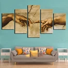 Настенный постер для творчества, модульные картины из холста Рука Бога, Adam, микеланжело, 5 панелей, принты для домашнего декора, живопись в гостиной