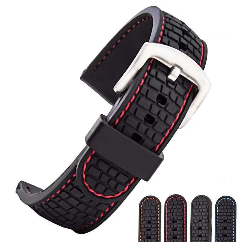 Силиконовый Спортивный Ремешок Для Часов Унисекс Черный Оранжевый Резиновый