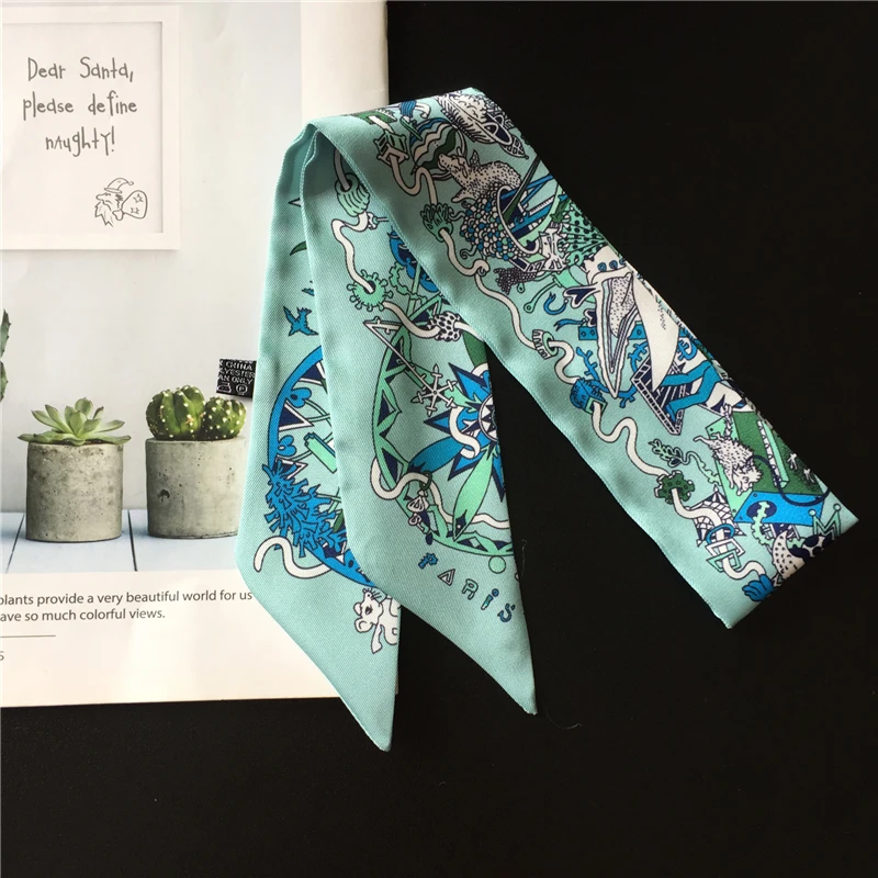 

New Fashion Multifunction Scarf Women Skinny Silk Scarf For Ladies Luxury Brand Bag Scarves Neck Hair Headband