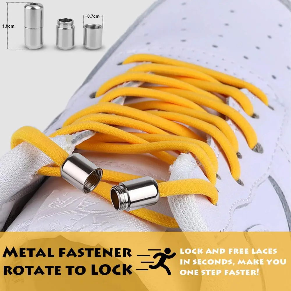 

1Pair Metal Lock Shoelaces Round Elastic Shoe Laces sneakers Special No Tie Shoelace for Men Women Lacing Rubber Zapatillas