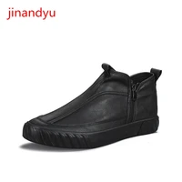 mens sneakers casual leather men shoe loafers quality korean fashion flats shoes man vulcanize shoes high top leather trainers
