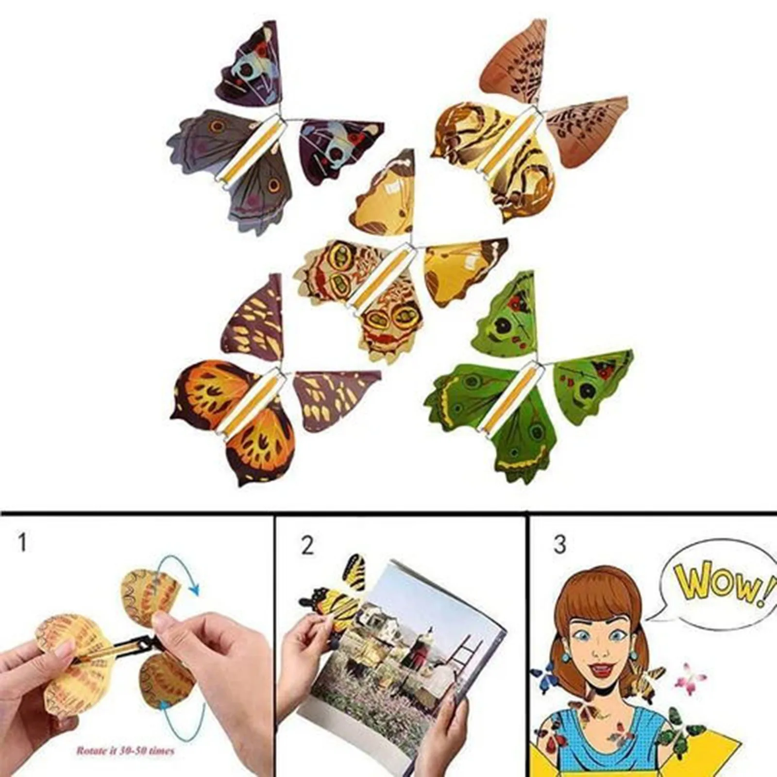 

Wrap Magic Flying Butterfly Clockwork Rubber Band Powered Butterfly