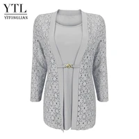 ytl woman elegant long sleeve hollow crochet plus size blouse shirt autumn winter tops for work office h384b
