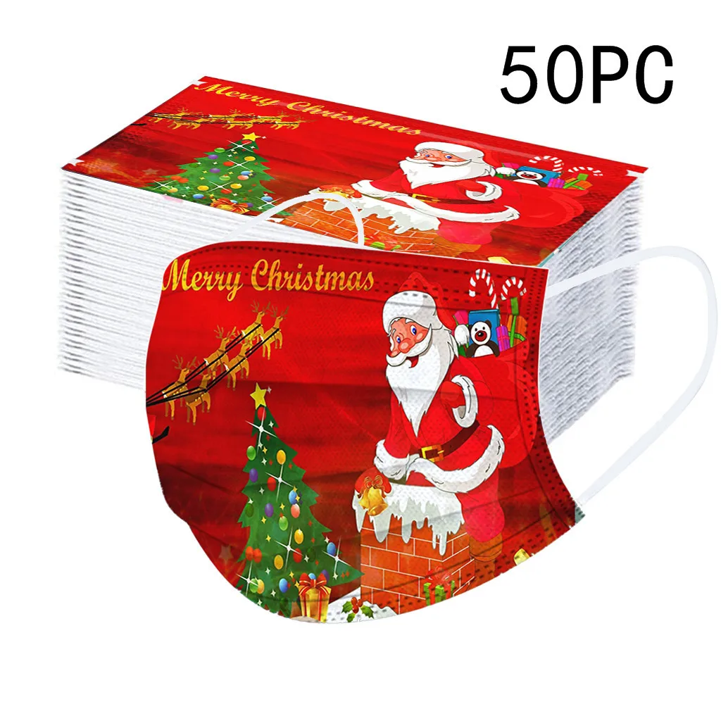 Одноразовая маска для лица взрослых с рождественским принтом 10/50/100 штук Mascarillas Adulte Desechable Быстрая доставка.