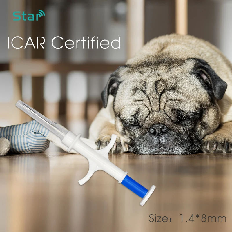 10x Animal Id Ear Tag Syringe with smart chip 1.25*7mm safety syringe pet supplies | IC/ID Card - Фото №1