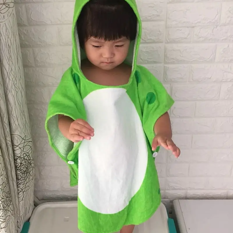 Children Bath Towel Robe Kids Hooded Beach Swimming Poncho Dinosaur Pattern(Green+White 55 Cm x 110 Cm) | Дом и сад