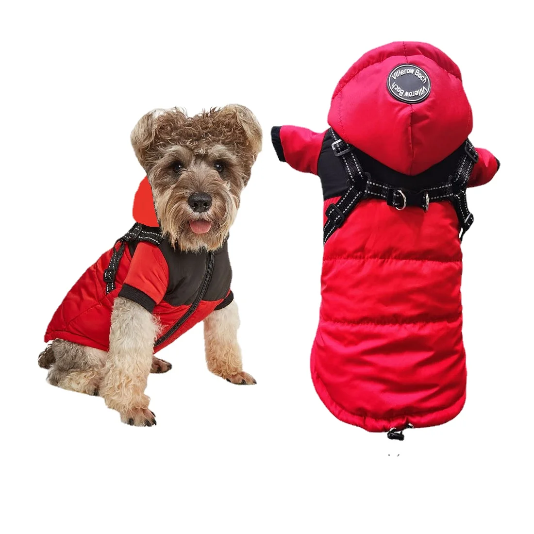 

New style pet dog feather autumn and winter thick hooded warmth adjustable waterproof Teddy French Bulldog small dog pet clothes