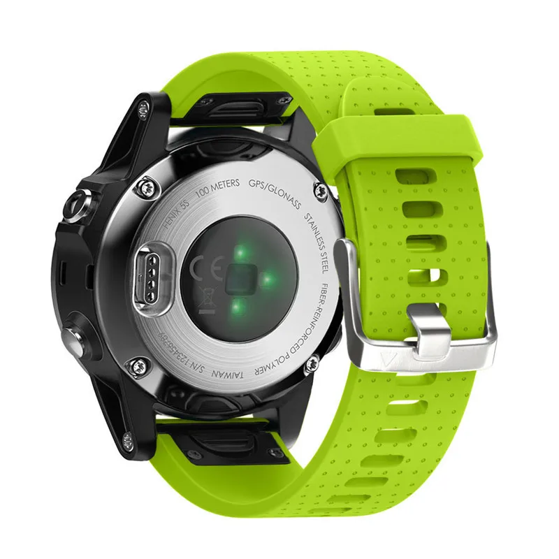 Зеленый 20 мм силиконовые полосы для Quickfit Garmin Fenix 5S Смарт-часы Quick Release Easy Fit силиконовый сменный ремешок для часов - Цвет ремешка: Зеленый