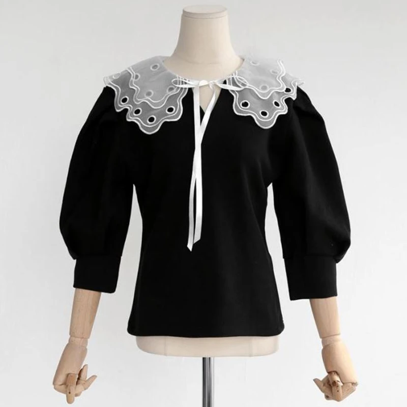 

Women Detachable Dickey Lace False Fake Collar Shirt Lapel Embroidery Hollow Out