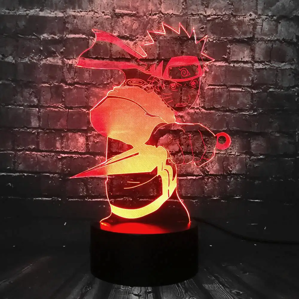 Крутой 3D Визуальный Японский Аниме Комикс Наруто 7 цветов светодиодный Декор для