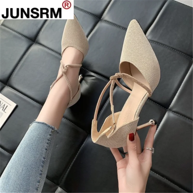 2021 New Summer Women's Pumps Fashion Vintage Buckle Rhinestone Women Sandals Outdoor Open Toe Sexy Pointed Party Dress Sandals