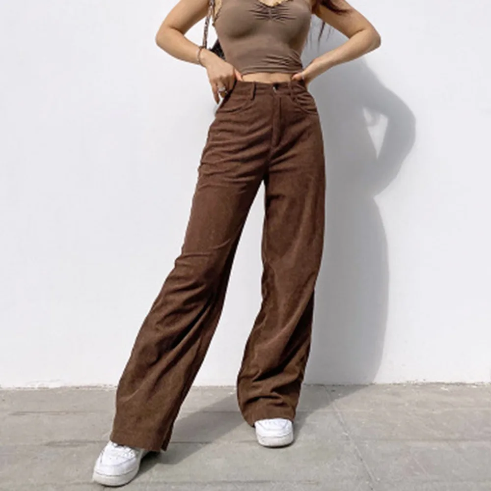

Vintage Oversized Corduroy Baggy Pants Women Harajuku y2k Brown Wide Leg Pant Streetwear Jogger Comfortable High Waist Trouser