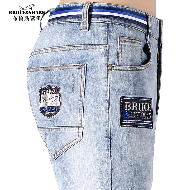 

Bruce&Shark New Summer Men Jeans Thin Stretch Cotton Regular Straight Casual Fashion Denim Jeans men's pants Plus size 42