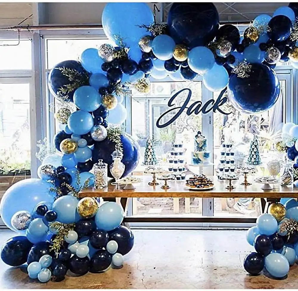 

104pcs Navy Blue Balloons Arch Kit Silver and Gold Confetti Balloons for Baby Shower Birthday Party Decorations Wedding Globos