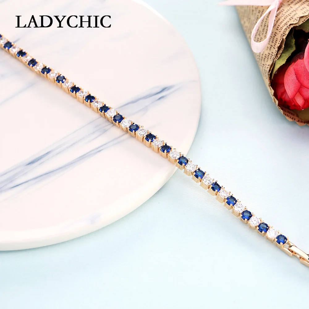 Женский и мужской браслет LADYCHIC из натурального циркона с голубыми прозрачными