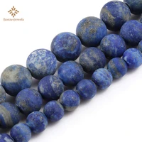 natural dull polish matte lapis lazuli gem stone frosted round loose spacer beads for jewelry making diy necklace bracelet 15