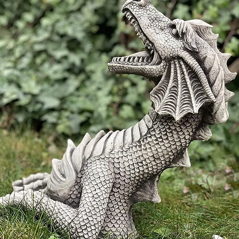 

Gothic Dragon Sculpture Garden Decoration Polyresin Dragon Statues Crafts Outdoor Ornaments For Lawn Courtyard Ornament White