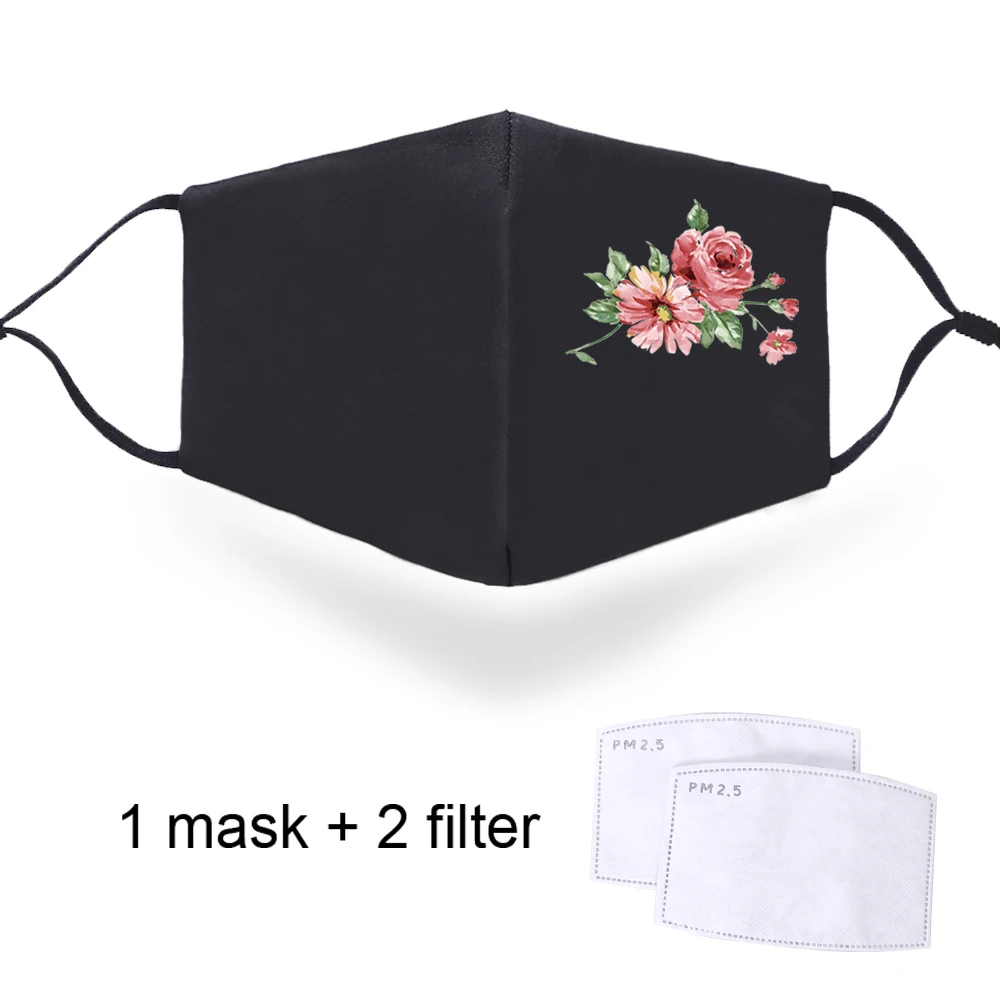 

Fashion Girl's Power Rose Flower Mask Face Respirator Anti Mouth Mask Protective PM2.5 Filter Mask Men Women Dustproof Masque