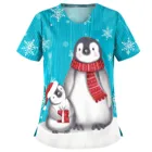 Топы с рождественским принтом для врачей и клиник, унисекс, рабочая одежда с коротким рукавом и V-образным вырезом для медсестер, топы для работы