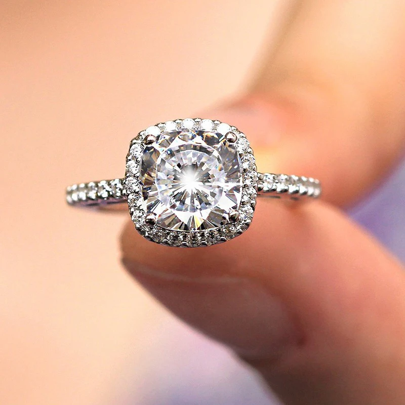 Модное стразы сапфировое кольцо 925 стерлингового серебра бриллиантовые кольца