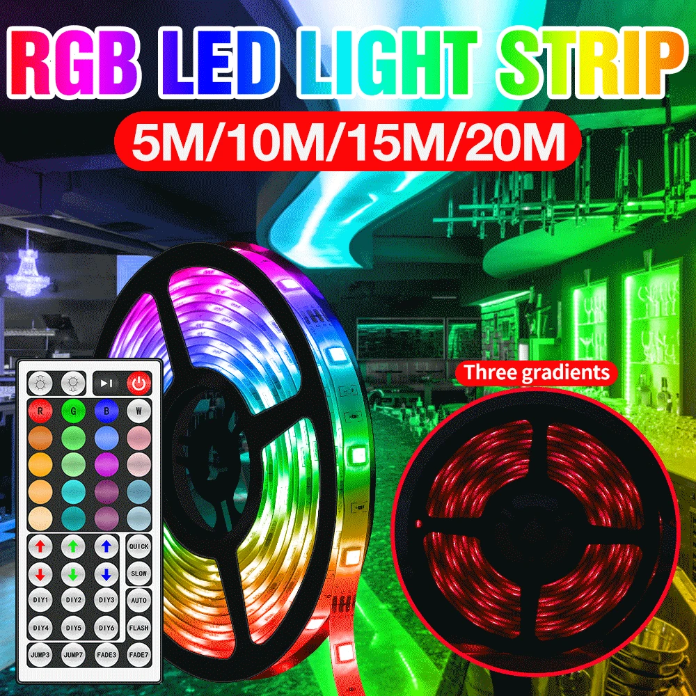 

LED RGB Light Strip SMD5050 Flexible Lamp Tape Diode LED With Control Fita DC 12V 5M 10M 15M 20M LED Desk Screen TV Decoracion
