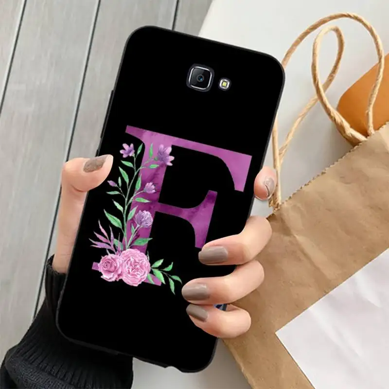 

Custom name Letter Monogram Black Phone Case for Samsung Note 8 9 10 20 lite pro ultra J 7 2 4 6 5 prime