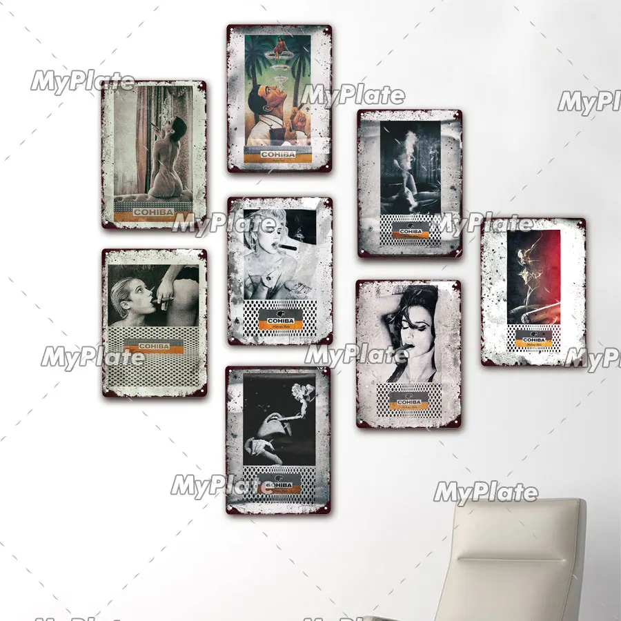 Металлический знак сигары винтажная Жестяная Табличка с надписью тарелка