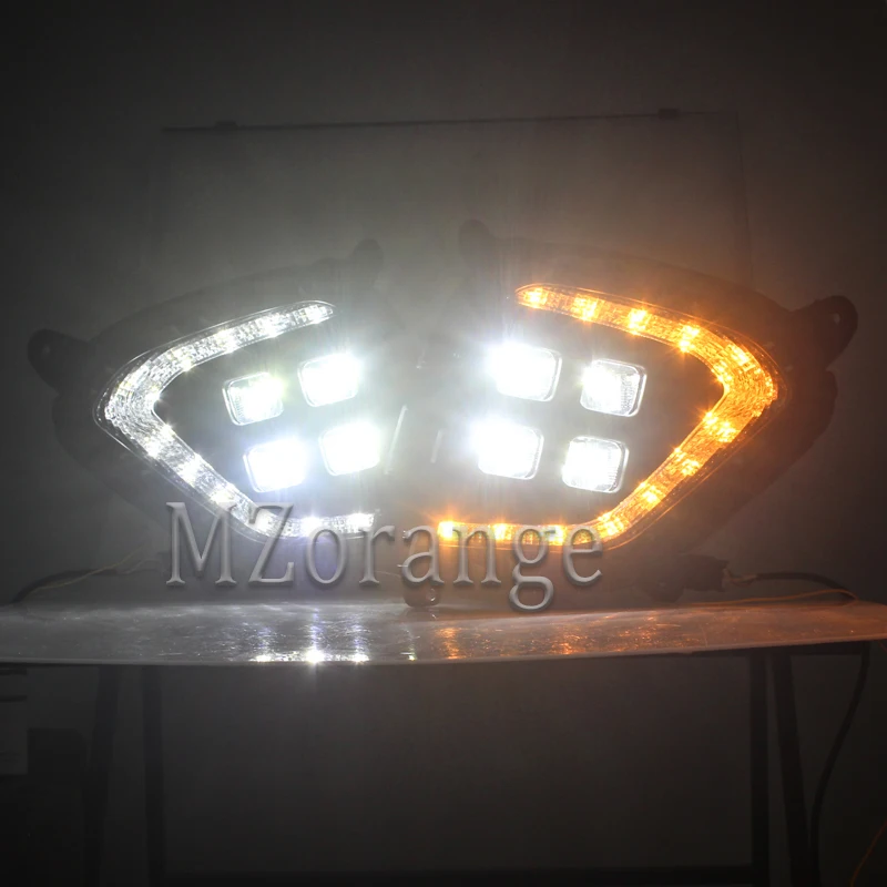 MZORANGE 2 шт. светодиодный DRL Дневной ходовой светильник для hyundai Creta IX25 противотуманная фара с желтым указателем поворота индийская версия - Цвет: White and Yellow