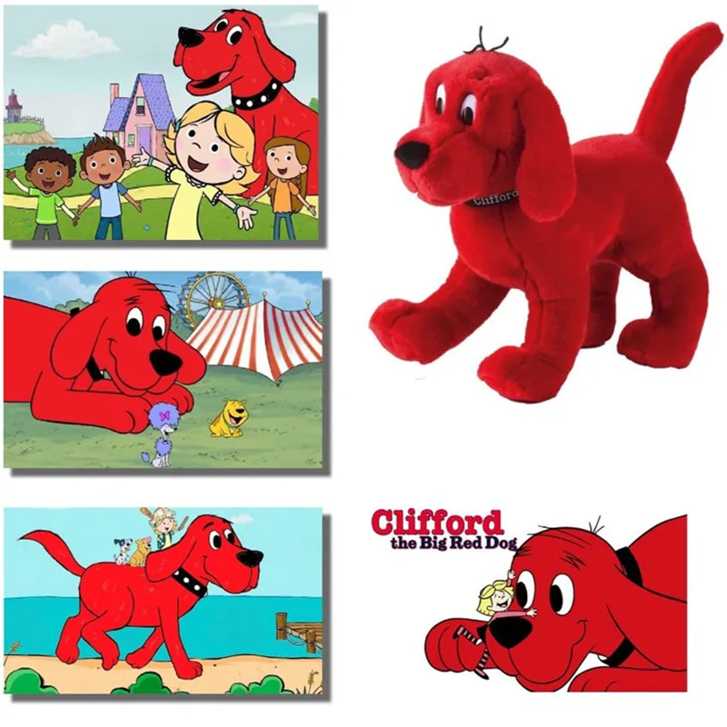 Juguetes de peluche de dibujos animados para ni&ntilde;os, perro rojo grande, Kawaii, 22cm-0