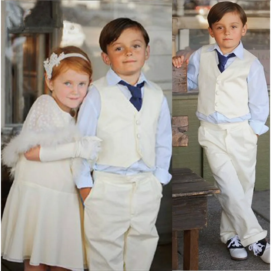 Деловой детский жилет цвета слоновой кости костюмы для мальчиков блейзеры